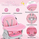 HONEY JOY 8 in 1 Baby High Chair, Convertible Highchair for Babies and Toddlers/Table and Chair Set/Building Block Table/Booster Seat/Stool/Toddler Chair with Safety Harness (Pink) by TinyTreasures Baby Boutique