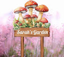 Personalized Mushroom Metal Sign with Stake,Custom Gardener Family Name Signs Outdoor Decor,Customized Flower Gardening Housewarming Gifts,Flowers Plaques for Patio Lawn Porch Backyard Farmhouse by CozyNest Decor