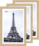 VCK 14x22 Picture Frame Set of 3 - Oak, Natural Solid Wood Poster Frames, Wall Gallery Frame by CozyNest Decor