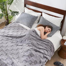 Cozy Bliss Checkered Large Faux Rabbit Fur Grey Twin Bed Blanket, Soft Fuzzy Fluffy Minky Furry Blankets for Couch, Bed, Adults (60 * 80 Inches Light Grey) by CozyNest Decor
