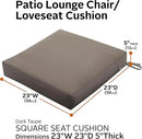 Classic Accessories Ravenna Water-Resistant 23 x 23 x 5 Inch Square Patio Seat Cushion Slip Cover & Foam, Dark Taupe, Lounge Chair Cushion by GreenHaven Gardens