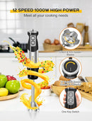 Handor 6-in-1 Hand Immersion Blender, 1000W 12 Speed Handheld Blender with 600ml Beaker, 500ml Chopper, Egg Whisk, Milk Frother, Stainless Steel Blades for Soup, Smoothie, Puree by TinyTreasures Baby Boutique