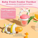 WAJIAYON Easter Bunny Baby Fruit Feeder/Food Feeder Pacifier - Infant Teething Feeders | Silicone Teether Feeder Baby | Food Pacifier for Babies Easter Gifts for Boys and Girls - Rabbit by TinyTreasures Baby Boutique