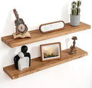 Floating Shelves for Wall Decor, 8" Deep Rustic Solid Elm Wood Floating Shelves Wall Mounted, Wall Shelves with Invisible Bracket for Living Room Bathroom Bedroom Kitchen, 36 Inch Set of 2, Natural by CozyNest Decor