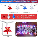 50 LED Red White and Blue Star Lights, 18.5FT 4th of July Lights Plug in, Patriotic Decorations Outdoor Star String Light for Home Patio Porch Garden Memorial Day Independence Day Decor, White Wire by GreenHaven Gardens