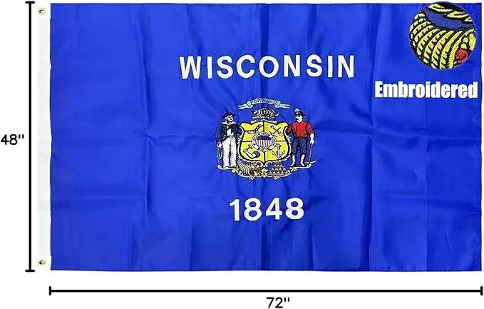 TOPFLAGS Wisconsin Flag 4x6 Outdoor WI State Flags Embroidered Longest Lasting Heavy Duty Polyester Stronger Brass Grommets 4 Stitched Hemming Perfect for Outside, photo 8 of 8
