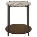 Bleskin - Round Accent Side Table With Shelf - White by HouseOfZazla