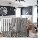 Brandream Crib Bedding Set 3 Pieces Ultra Soft 100% Cotton Bohemian Neutral Solid Grey Crib Comforter, Crib Sheet, Crib Skirt, Farmhouse Chic Ruffle Baby Girl Boys Nursery Bedding by TinyTreasures Baby Boutique