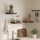 Square Floating Shelves for Wall, 12" W x 12" D x 1.2" H, Small Wooden Wall Mounted Display Shelves with Invisible Brackets for Living Room, Bedroom, Bathroom, Kitchen Decor, Set of 3, Walnut by CozyNest Decor