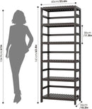 FOTOSOK 6-Tier Bamboo Shelf Set of 2, Bamboo Bookcase with Adjustable Shelves, Free Standing Storage Shelf Unit and Plant Flower Stand, Tall Large Bookshelf for Kitchen, Bathroom, Home Office, Vintage by CozyNest Decor