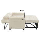 Pull-Out Sleeper Sofa With Reversible Backrest Cushion, Side Pockets, 2 USB Ports And A Phone Holder For Living Room