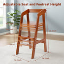 Yoleo Wooden High Chair for Toddlers to Teens, Adjustable Dining Feeding Chair with Steps Grows with Child, Max 60kg (Nut-Brown) by TinyTreasures Baby Boutique