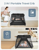 Lilian&Gema 2-in-1 Travel Crib, Portable Crib with Backpack, Lightweight Baby Travel Playpen, Foldable Play Yard with Thick Mattress for Babies & Toddlers, Baby Travel Essential by TinyTreasures Baby Boutique