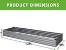 2PCS 12x4x1FT Galvanized Raised Garden Bed Kit,Vegetable Boxes-Rectangle Metal Flower Box,Large Planter Raised Beds Outdoor Garden for Planting,Fruit,Herb-Sliver by GreenHaven Gardens