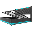 Upholstered Bed, 360 Surround LED Function, Remote Control, Hydraulic Storage Bed With USB, Type-C Charging (Without Mattress) by HouseOfZazla
