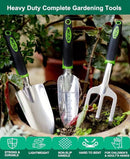 ESOW Garden Tool Set, 3 Piece Cast-Aluminum Heavy Duty Gardening Kit Includes Hand Trowel, Transplant Trowel and Cultivator Hand Rake with Soft Rubberized Non-Slip Ergonomic Handle, Garden Gifts by GreenHaven Gardens