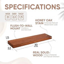 Homeforia Oak Floating Shelves 30 inch Long, High End Solid Real Wood 30inch Floating Shelf for Wall Mounted, Honey Oak Wooden 30in Floating Shelves, Heavy Duty Bracket, 30 X 6.5 X 1.75 in, Set of 2 by CozyNest Decor