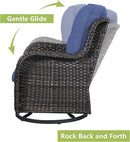 Outdoor Wicker Patio Furniture Set - 6 Piece Rattan Patio Conversation Set with 2 Rocking Swivel Chairs,2 Ottomans,1 Loveseat and 1 Coffee Table for Porch Deck Backyard Garden(Brown/Blue) by GreenHaven Gardens
