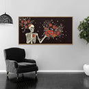KAIRNE Halloween Skeleton Wall Art,Gothic Skull Canvas Set of 1(40”x20”),Romantic Spooky Floral Botanical Print,Scary Skull Painting,Horror Halloween Wall Art for Living Room Bedroom Goth Party Decor by CozyNest Decor