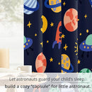 Kids Space Rockets Blackout Curtains - 100% Blackout, Thermal Insulated, Noise Reducing, Perfect for Kids Room and Nursery, 2 Panels (Color Pop Rockets, W52×L63) by TinyTreasures Baby Boutique