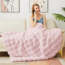 Latepis Pink Faux Fur Throw Blanket for Couch Bubble Cute Soft Warm Comforter Thick Furry Blanket for Sofa Bedroom Cozy Blankets for Women Gift Luxury Blanket for All Seasons 50''x60'', 860gsm by CozyNest Decor