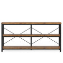 Console Table With 3 Tier Storage Shelves Finish, Slim Narrow Design For Living Entryway - Brown / Black by HouseOfZazla