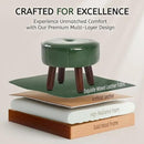 13in Small Foot Stool Ottoman, Round Faux Leather Foot Rest for Couch, Under Desk Pouf Footstool Footrest with Non-Skid Rubber Legs for Ling Room, Bedroom, 13''L x 13''W x 10.2''H, Green by CozyNest Decor