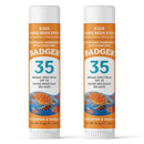 Badger Mineral Kids Sunscreen Face Stick SPF 35, Zinc Oxide Travel Size Sunscreen Stick for Kids, 97% Organic Ingredients, Reef Safe, Water Resistant, .65 oz, 2-Pack by TinyTreasures Baby Boutique
