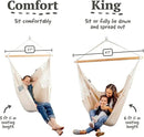 LA SIESTA® - XL King Habana Cotton Hammock Chair & CasaMount - Hanging Chair w/Suspension Kit for Walls Ceilings & Square Beams - Indoor Outdoor Swing Hanging Chair Bedroom Patio Balcony - Latte by GreenHaven Gardens