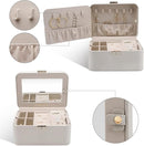 KAMIER Jewelry Box, 2 Layers PU Leather Jewelry Organizer Box, Large Capacity, Double Lock and Large Mirror, Hidden Necklace Hooks, Removable Dividers, Grey by TinyTreasures Baby Boutique
