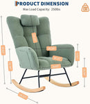 Nursery Rocking Chair,300Lb Glider Chair with Wood Legs/Two Side Pockets,Teddy Upholstered Glider Rocker with Padded Seat High Backrest for Living Room/Bedroom/Nursery by TinyTreasures Baby Boutique