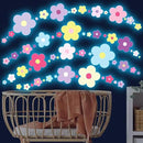 Glow in The Dark Y2k Cute Flowers Wall Decals，Glowing Luminous Colorful Floral Wall Stickers Colorful Removable self-Adhesive Preppy Hippie Stickers for Girls Bedroom by CozyNest Decor