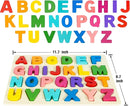 Alphabet Puzzle Wooden Puzzles for Toddlers 3 4 5 Year Old, ABC Puzzle Shape Alphabet Learning Puzzles Toys with Puzzle Board & Letter Blocks, Preschool Educational for Girls Boys by TinyTreasures Baby Boutique