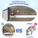 39" Indoor Metal Dog Crate with Double Doors, Wooden Side End Table Crate, Dog Crate Furniture with Adjustable Feeder Stand, for Medium Dog, Gray