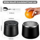 14oz Insulated Vacuum Food Jar with Buckle Lid,Soup Thermo for Hot Food Kids,Wide Mouth Leakproof Stainless Steel Lunch Container with Spoon-Black by TinyTreasures Baby Boutique