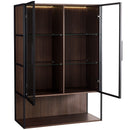 Modern Minimalist Tall Lighted Display Cabinet With Tempered Glass Door - Black / Dark Walnut by HouseOfZazla