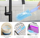 Portable Baby Bottle Brush Set - 7 in 1 Baby Bottle Cleaner Kit, Baby Travel Essential Bottle Washing Kit with Silicone Bottle Brush, Nipple Brush, Straw Brush, Drying Rack for Home and Travel (Blue) by TinyTreasures Baby Boutique
