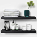 Homeforia Black Floating Shelves 24 inch, High End Solid Real Wood 24inch Bathroom Floating Shelf for Wall Mounted, Black Wooden 24in Floating Shelves, Heavy Duty Bracket, 24 X 6.5 X 1.75 in, Set of 2 by CozyNest Decor
