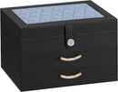 Black Jewelry Box Organizer: Home Decor for Women - 2-Drawer Holder for Valentine’s Day Birthday Christmas Black Grey-Blue by TinyTreasures Baby Boutique