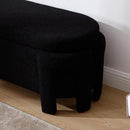 Modern Upholstered Storage Bench, Sherpa Fabric 50" Long Entryway Bench with Storage and Seating, Comfy Cute Ottoman Bench for Living Room/End of Bed/Hallway, Black by CozyNest Decor
