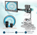 Microscope for Adults with 40X-2500X Magnification, Dual-View Research-Grade Compound Monocular Microscopes with 7'' LCD Screen, Wide-Field 10X 25X Eyepiece, Built in 5MP Camera, Dual Illumination by TinyTreasures Baby Boutique