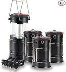 Lichamp 4 Pack Camping Lanterns Rechargeable and Battery Powered, Dual Power Source and 4 Mode Lantern Flashlight COB Camp Light for Power Outages, Camping Supplies and Home Hurricane Supplies, E4BK by GreenHaven Gardens