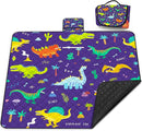 Extra Large Picnic Blanket Waterproof,80"x 80"Foldable Machine Washable Beach Blankets,Outdoor Blanket for 6-8 Adults,Picnic Mat Suitable for Indoor Crawling,Park Beach,Camping,Hiking,Travel（Dinosaur) by TinyTreasures Baby Boutique