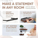 Homeforia Walnut 12 inch Floating Shelf, High End Solid Real Wood Small 12inch Floating Shelves for Wall Mounted, Dark Brown 12in Floating Shelves, Heavy Duty Bracket, 12 X 6.5 X 1.75 inches, Set of 2 by CozyNest Decor