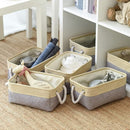 TheWarmHome Storage Baskets for Organizing - 11.8x7.8x5.2 inch Small 6 Pack Storage Bins for Shelve, Farbic Storage cubes Organizer for Baby Toys Nursery (Gold & Grey) by TinyTreasures Baby Boutique