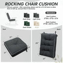 YZ HOME Rocking Chair Cushion, Set of Thicken Seat & Back Chair Cushions with Memory Foam, Non-Slip Chair Pad with Ties for for Indoor&Outdoor Rocker, Dark Grey, 22x17x5/17x17x5 by CozyNest Decor