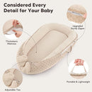 Baby Lounger - Infant Lounger Pillow for Newborn 0-24 Months, Soft, Breathable & Portable Baby Lounger Pillow for Boys & Girls, Cozy Baby Floor Seat for Home & Travel (Beige) by TinyTreasures Baby Boutique