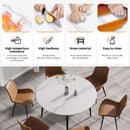 Modern Man-Made Stone Round Metal Dining Table-Position For 6 People by HouseOfZazla