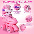 Rainbow Toddler Roller Skates - Size 4 Adjustable | Light Up Quad Skates for Girls & Boys Beginners Aged 3-12 by TinyTreasures Baby Boutique