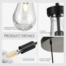 3-Light Raindrop Pendant Light Fixtures, Black Glass Pendant Lighting, Teardrops Modern Hanging Light for Entryway Foyer Kitchen Island Dining Living Room Hallway by CozyNest Decor